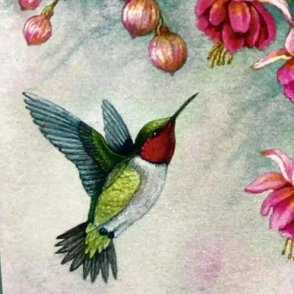 Vintage Hummingbird Set of 4 Coasters Pink Fuchsia Highlights ceramic coasters - Picture 9 of 15